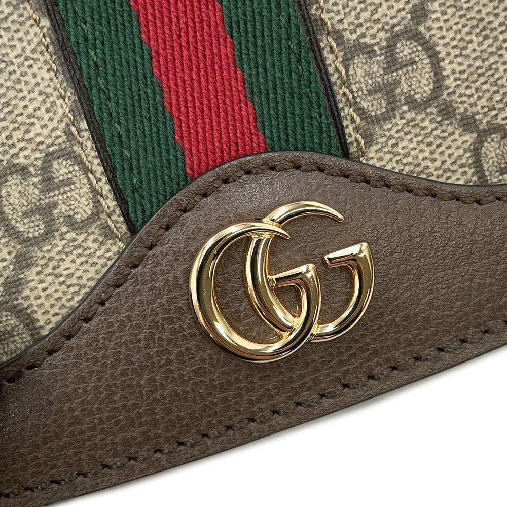 GUCCI Ophidia GG Supreme Shoulder Bag Beige/Brown601044 PVC Leather Size Small