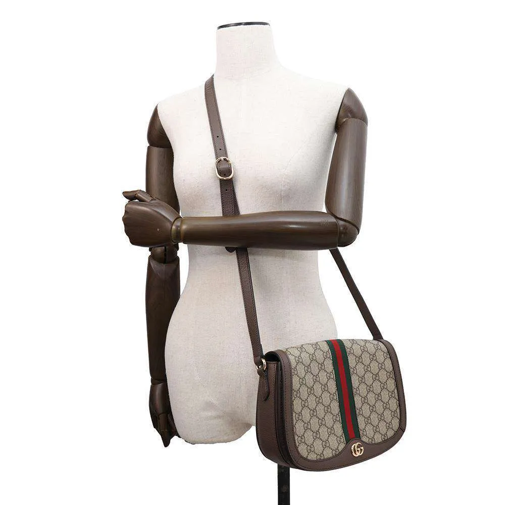 GUCCI Ophidia GG Supreme Shoulder Bag Beige/Brown601044 PVC Leather Size Small