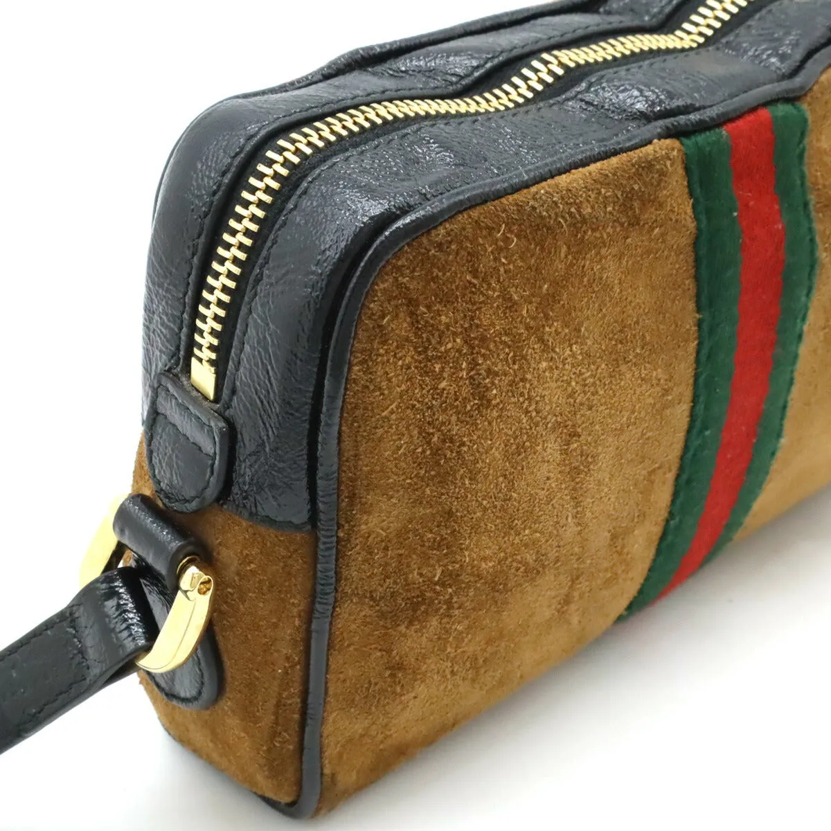 Gucci Ophidia Suede Patent Leather Shoulder Bag