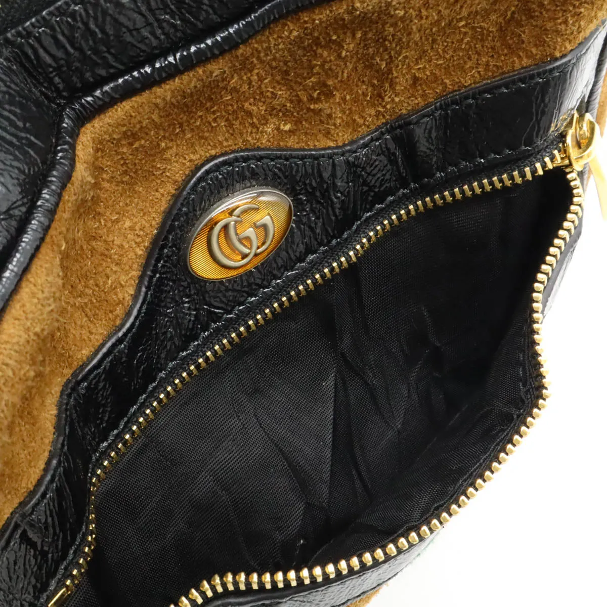 Gucci Ophidia Suede Patent Leather Shoulder Bag