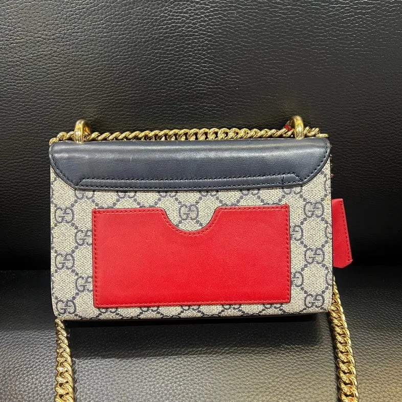 Gucci Padlock GG Supreme Canvas Shoulder Bag Navy Blue
