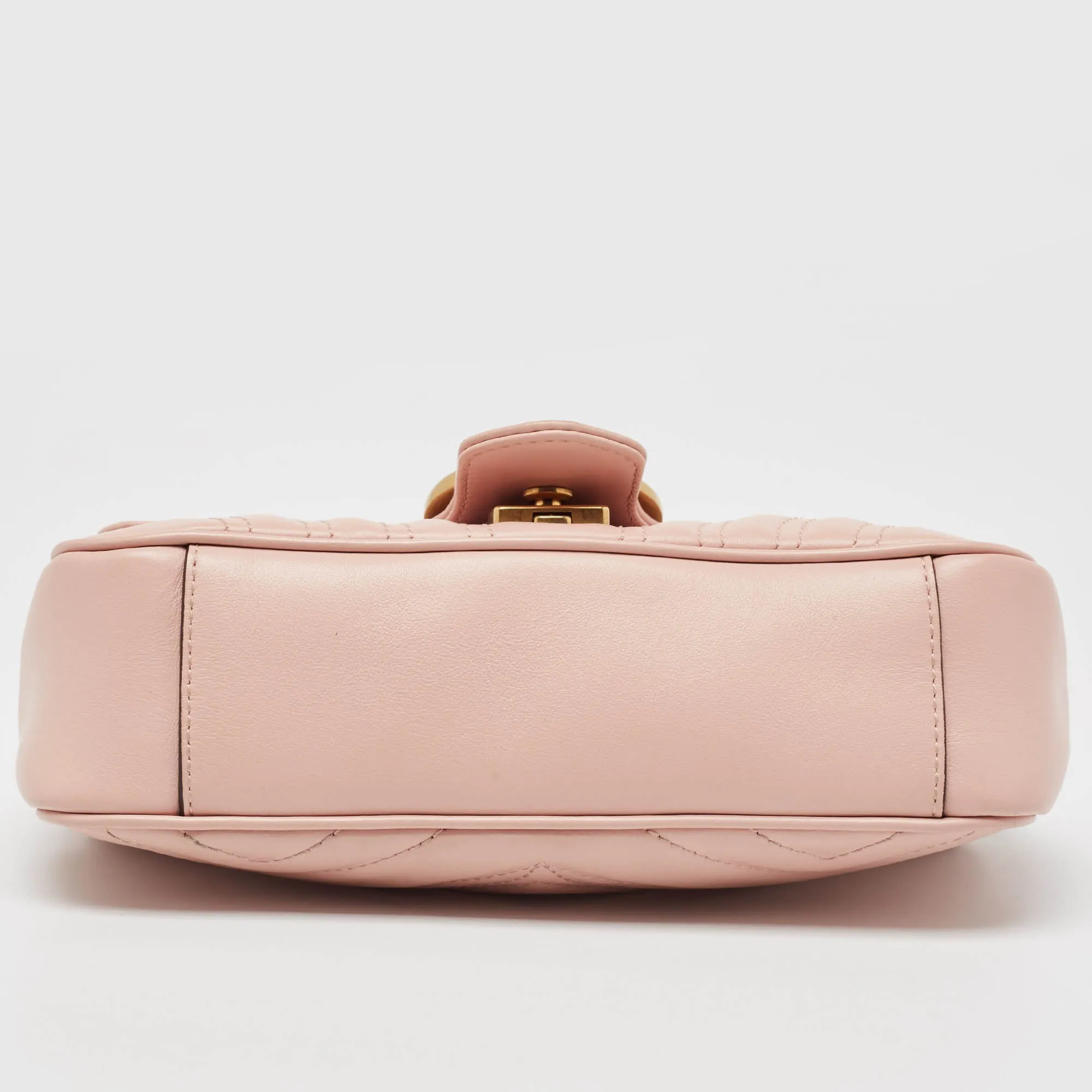Gucci Pink Matelasse Leather Mini Gg Marmont Shoulder Bag
