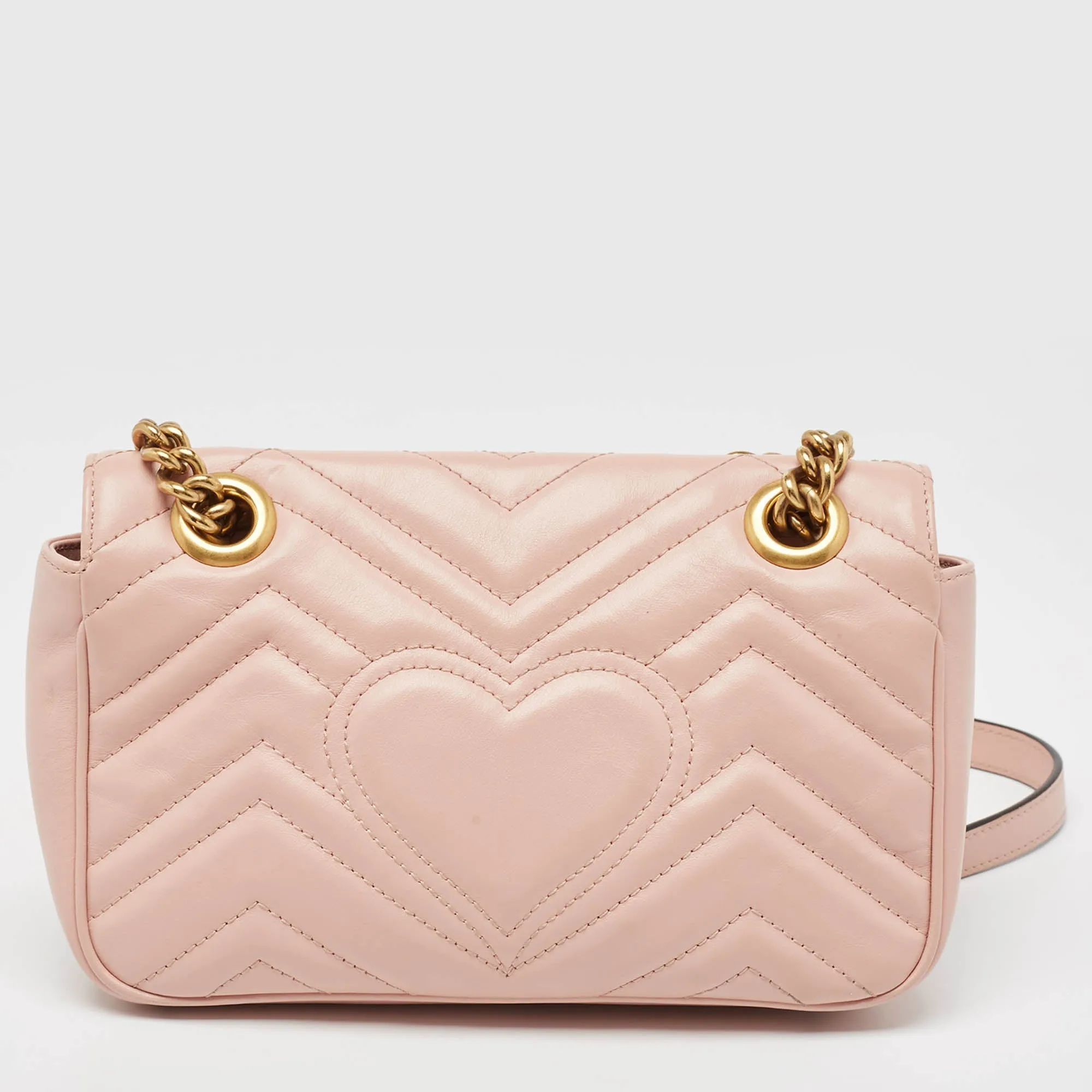 Gucci Pink Matelasse Leather Mini Gg Marmont Shoulder Bag