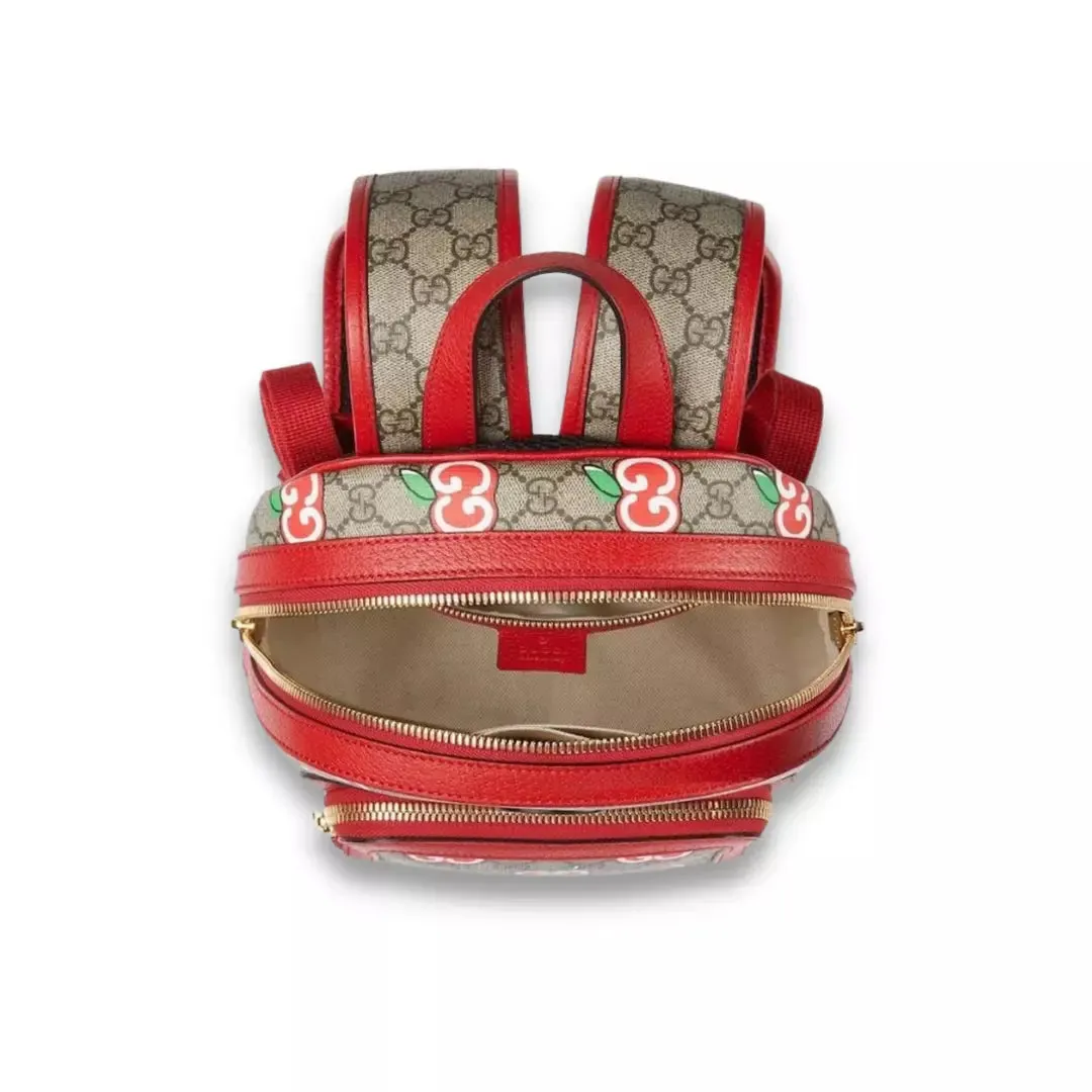 GUCCI RED GG SUPREME CANVAS APPLE BACKPACK