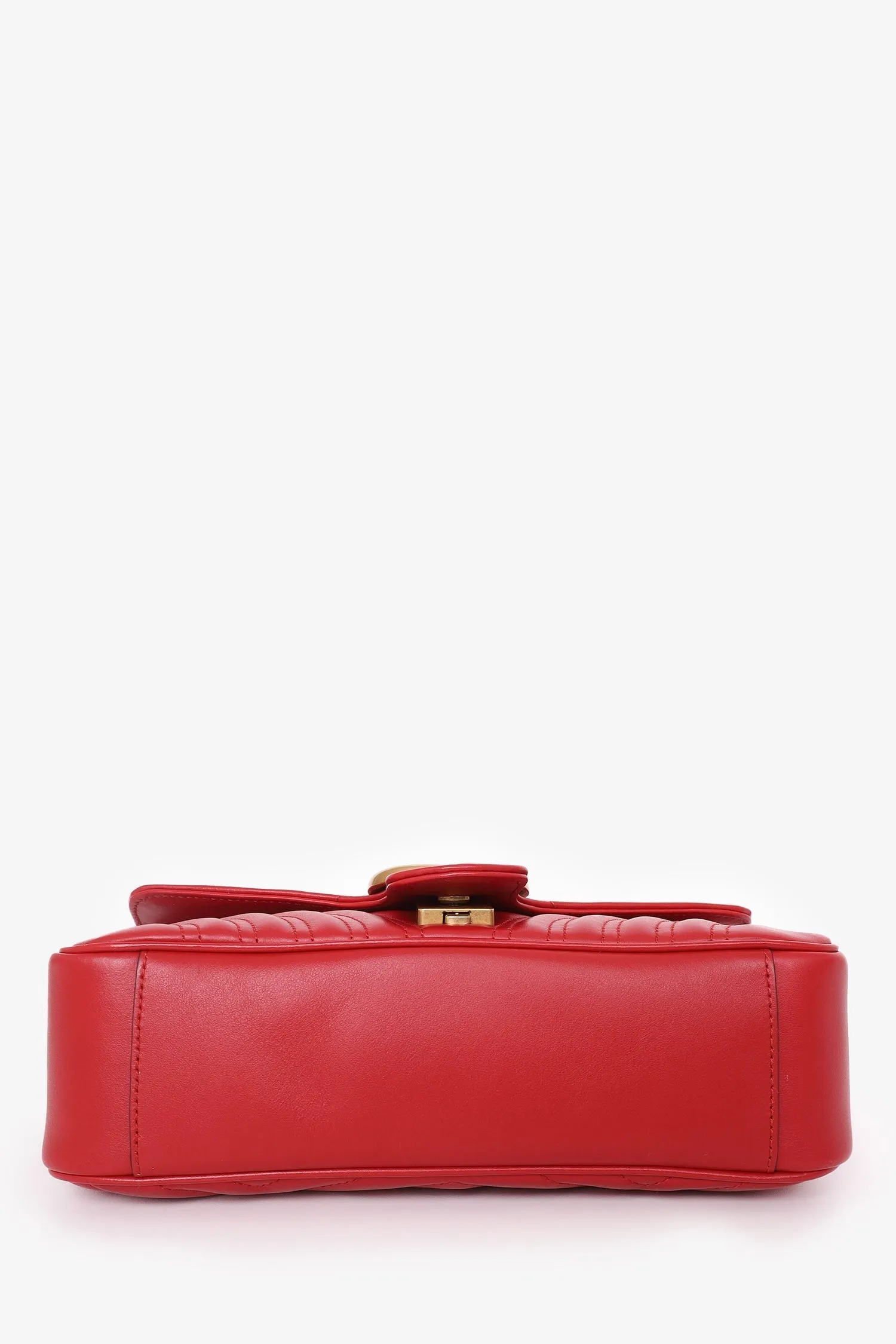 Gucci Red Leather Small GG Marmont Shoulder Bag