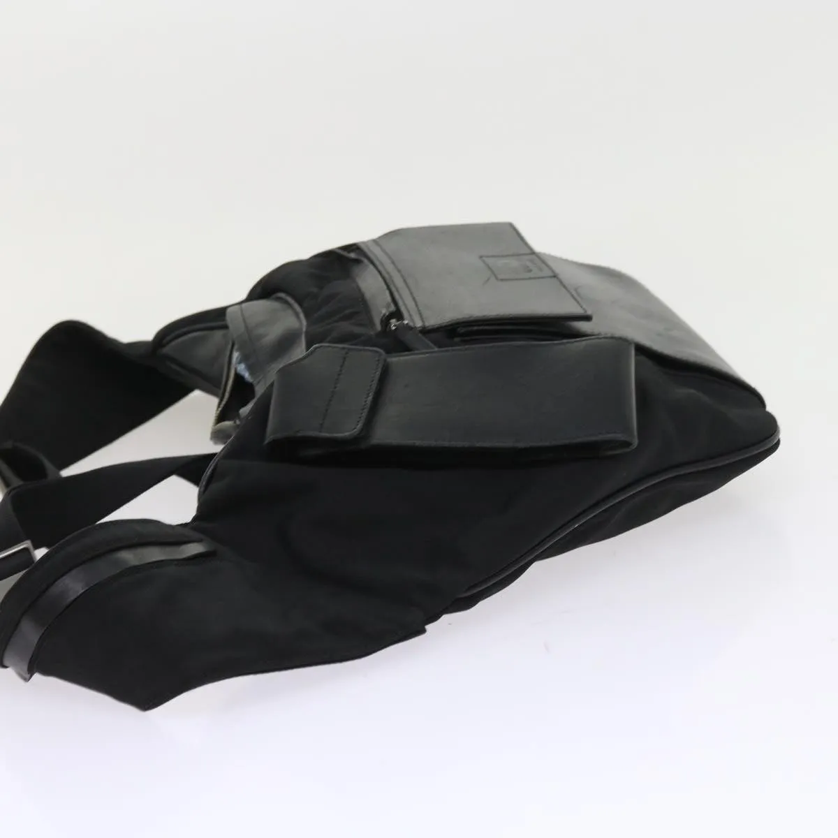 GUCCI Shoulder Bag Canvas Leather Black  55414