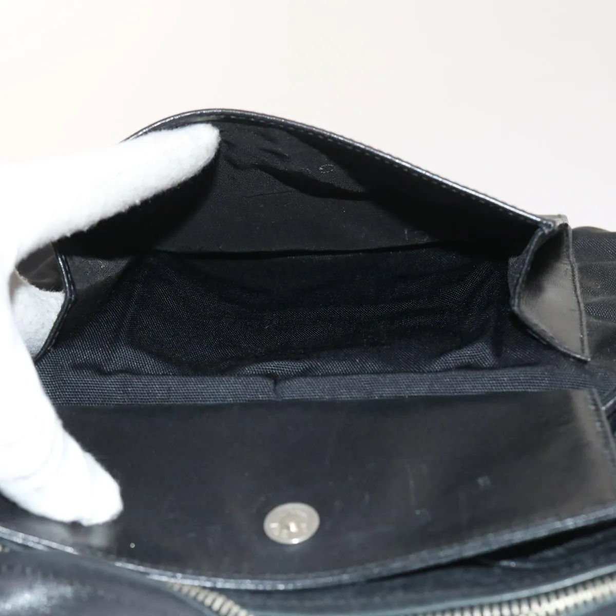 GUCCI Shoulder Bag Canvas Leather Black  55414