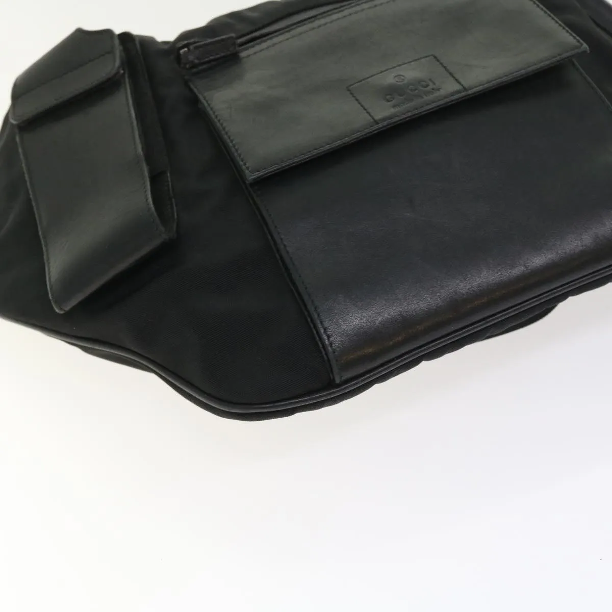 GUCCI Shoulder Bag Canvas Leather Black  55414