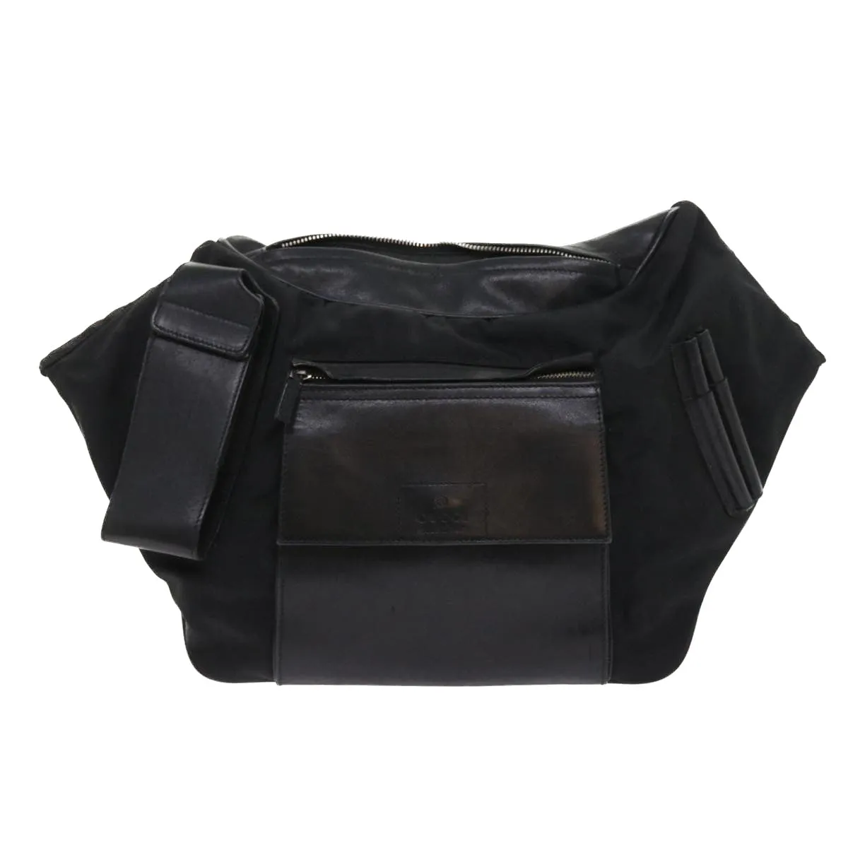 GUCCI Shoulder Bag Canvas Leather Black  55414