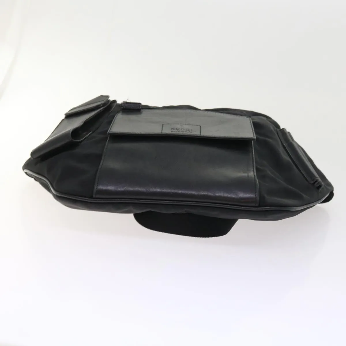GUCCI Shoulder Bag Canvas Leather Black  55414
