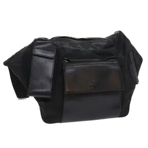 GUCCI Shoulder Bag Canvas Leather Black  55414