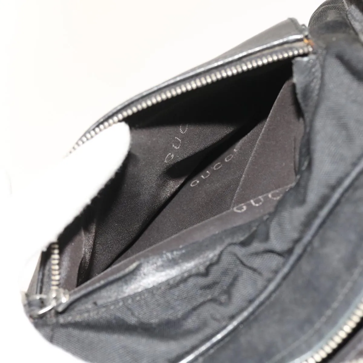GUCCI Shoulder Bag Canvas Leather Black  55414