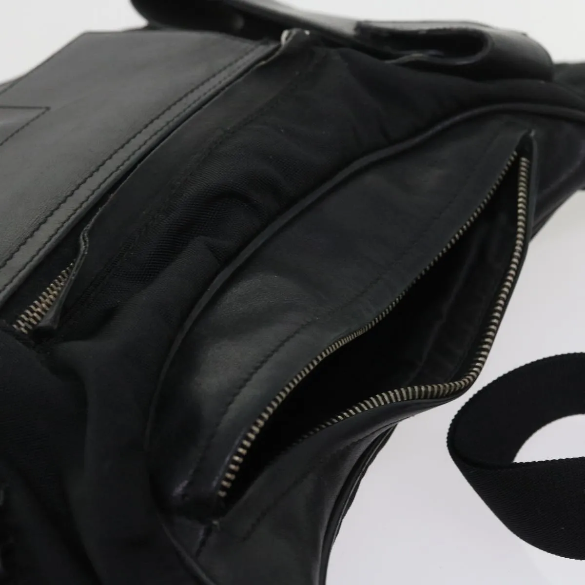 GUCCI Shoulder Bag Canvas Leather Black  55414