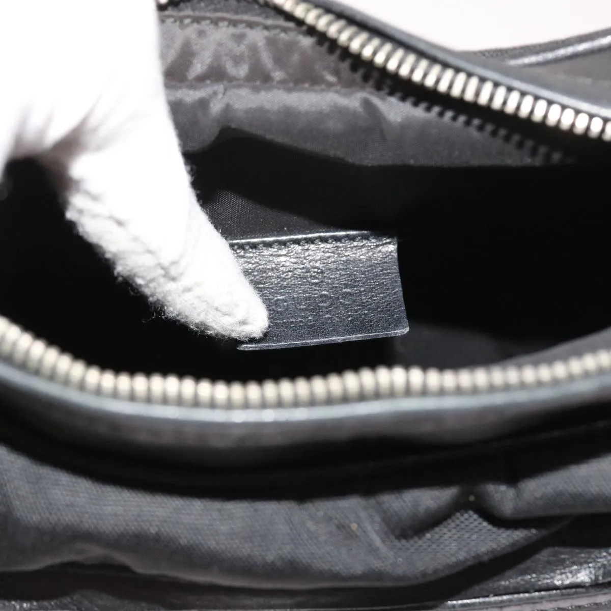 GUCCI Shoulder Bag Canvas Leather Black  55414