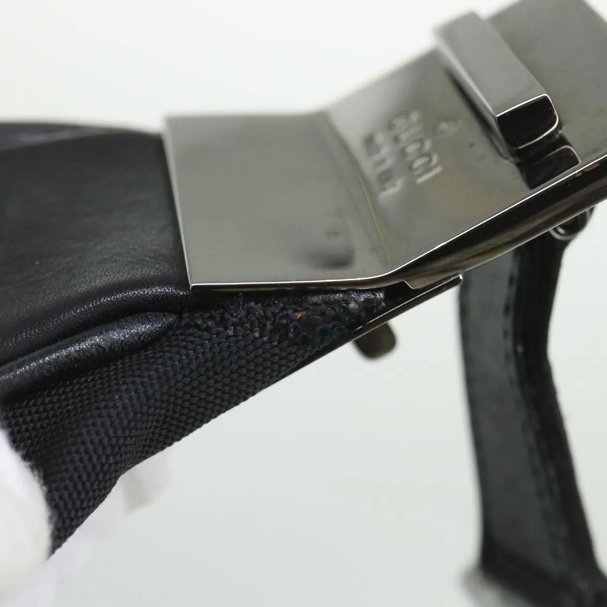 GUCCI Shoulder Bag Canvas Leather Black  ep1875