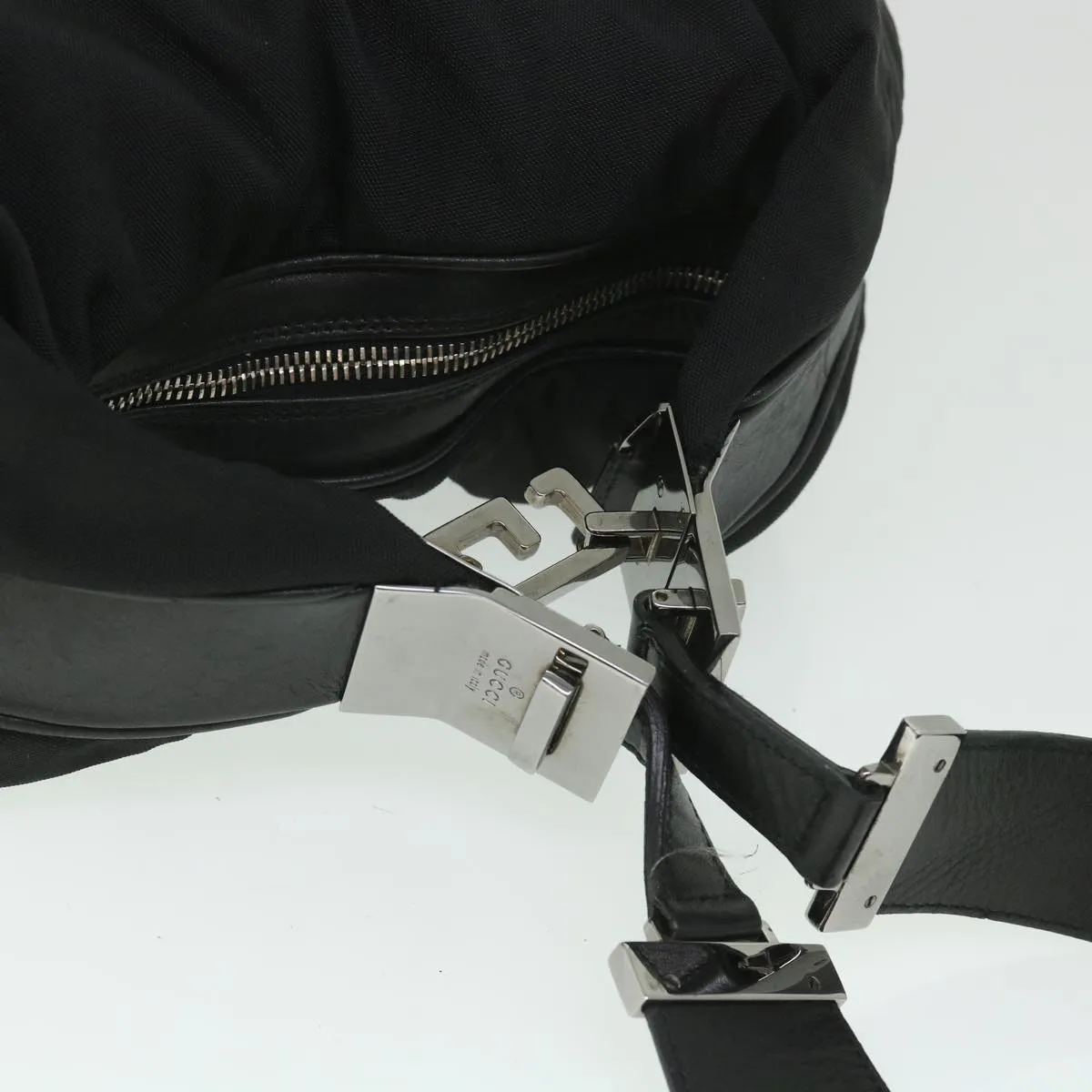 GUCCI Shoulder Bag Canvas Leather Black  ep1875