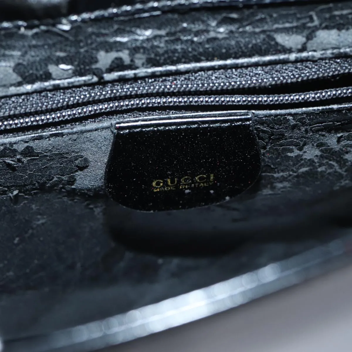 GUCCI Shoulder Bag Enamel Black 001 3444 1812  13332