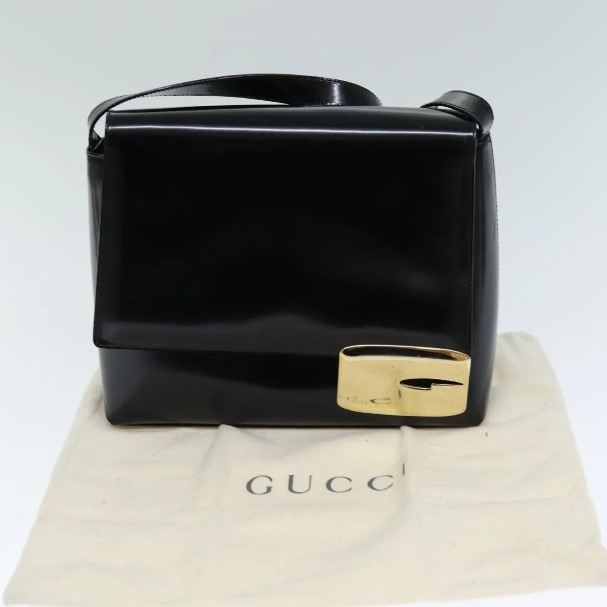 GUCCI Shoulder Bag Enamel Black 001 3444 1812  13332