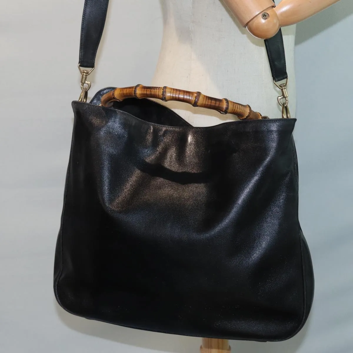 GUCCI Shoulder Bag Leather Black 001 0166 1577  75955