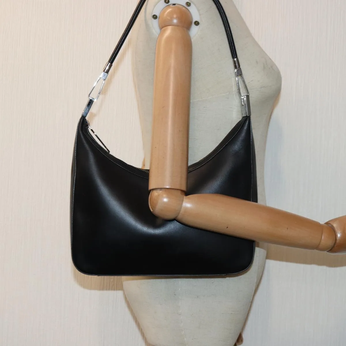 GUCCI Shoulder Bag Leather Black Silver 001 3812  ep5165