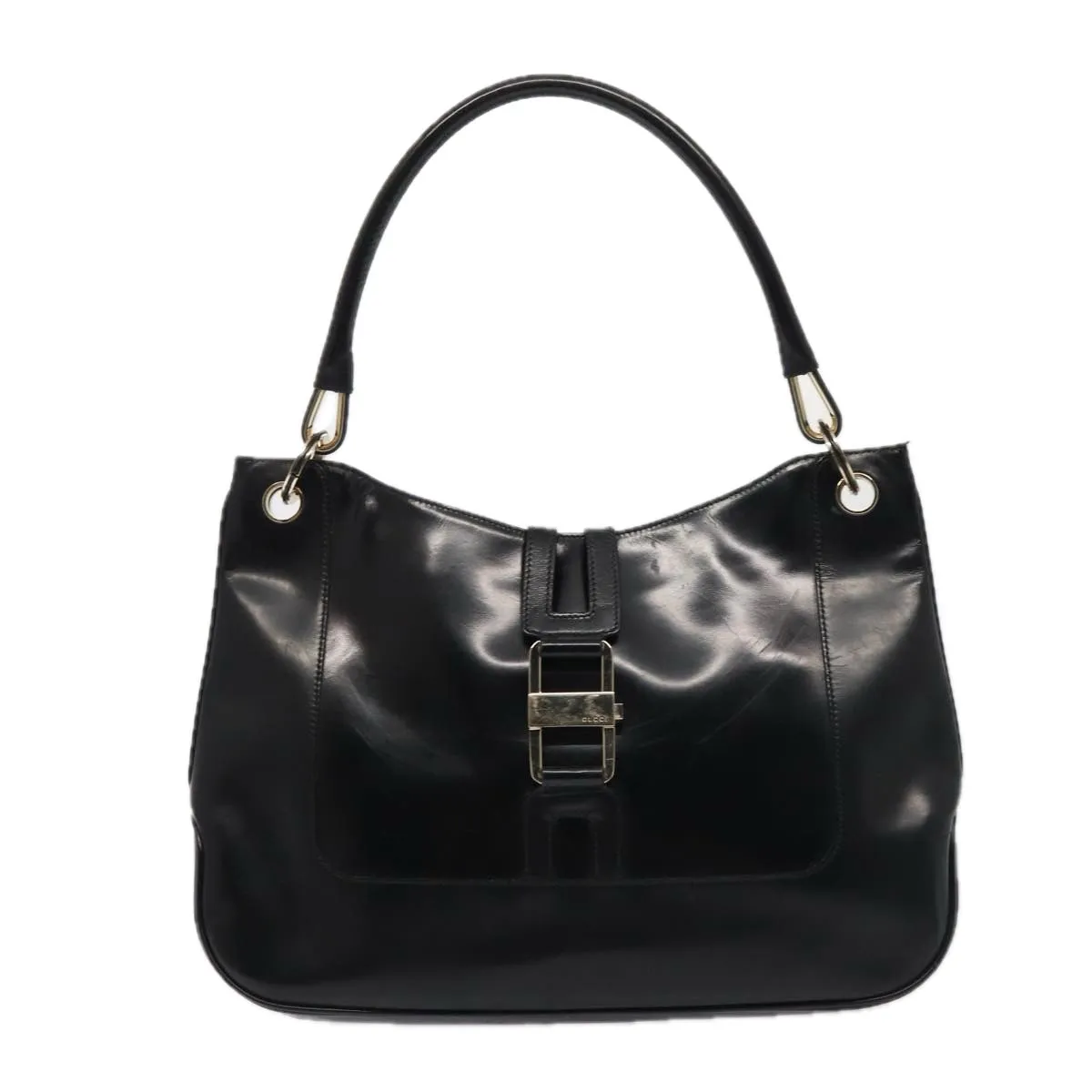 GUCCI Shoulder Bag Patent leather Black Gold 001 4149 1936
