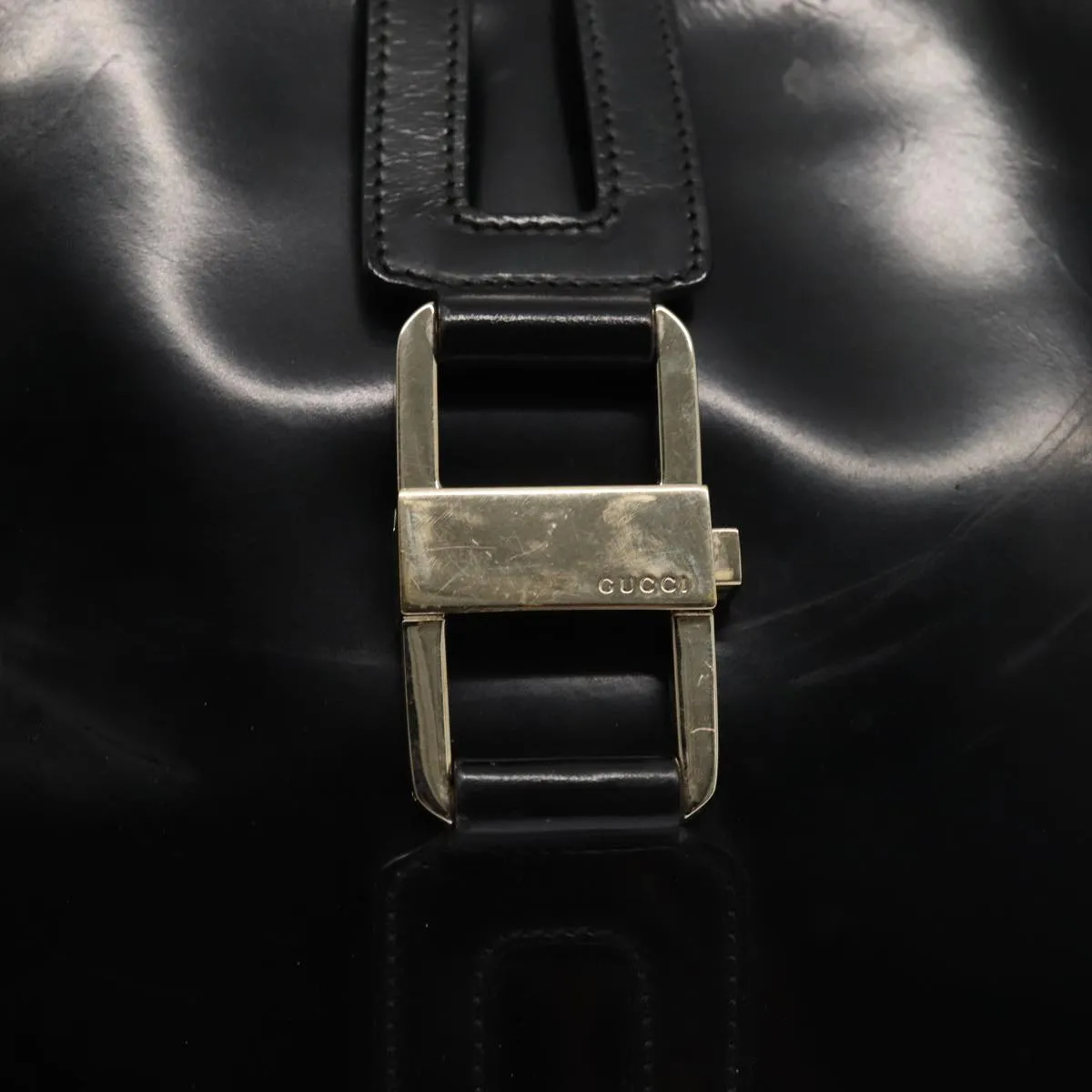 GUCCI Shoulder Bag Patent leather Black Gold 001 4149 1936