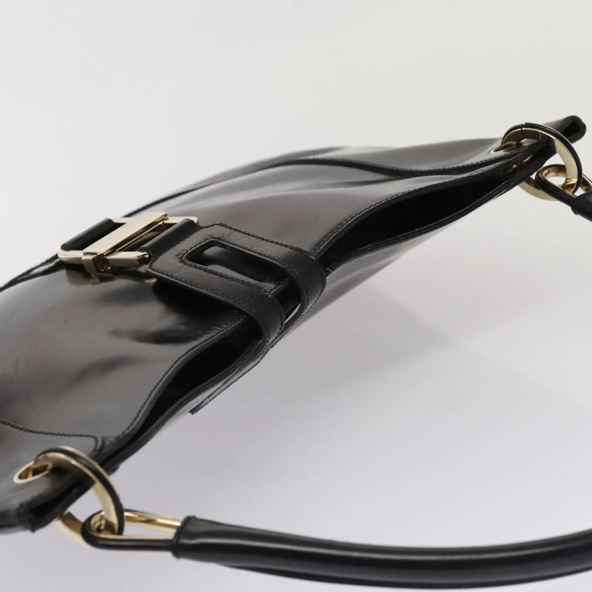GUCCI Shoulder Bag Patent leather Black Gold 001 4149 1936