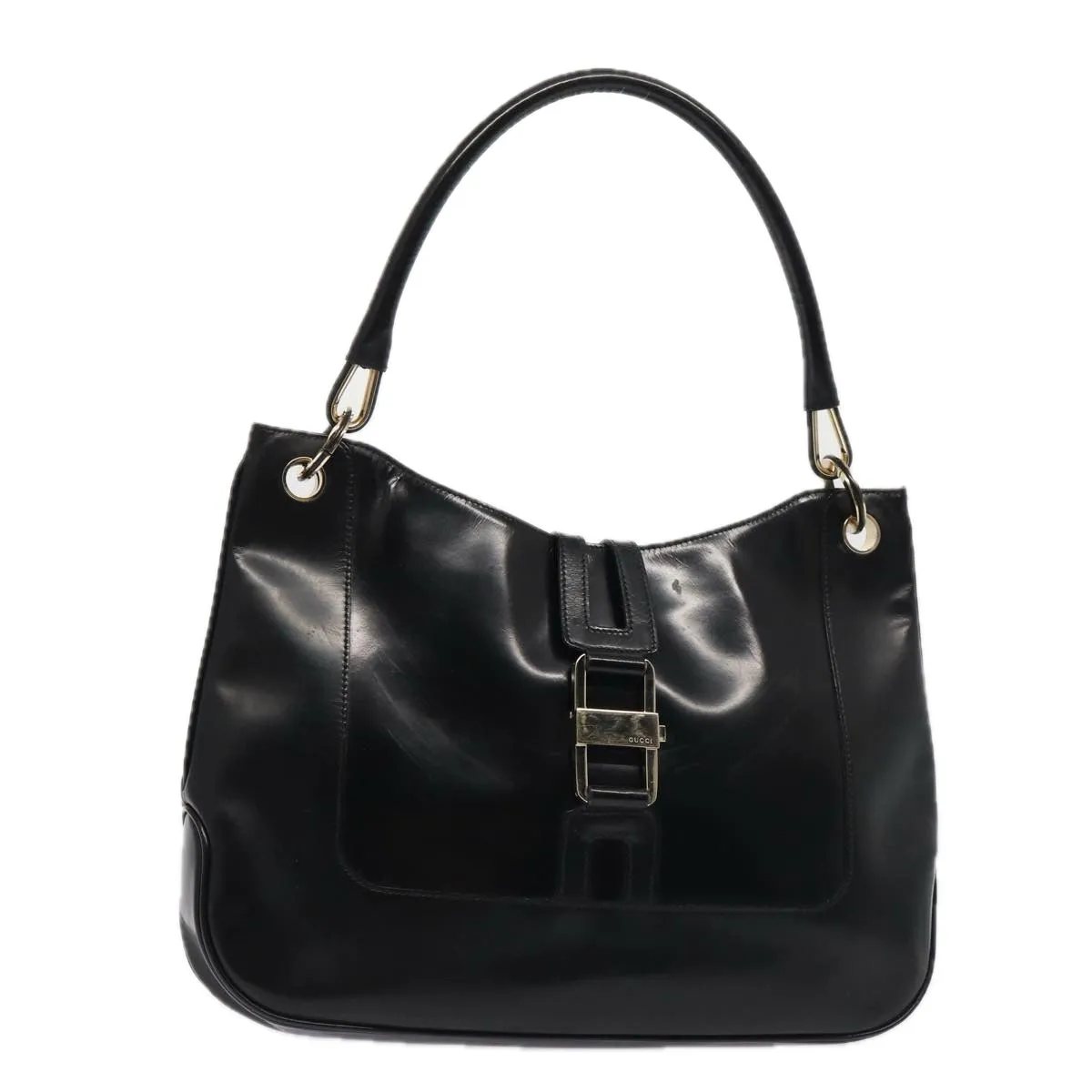 GUCCI Shoulder Bag Patent leather Black Gold 001 4149 1936