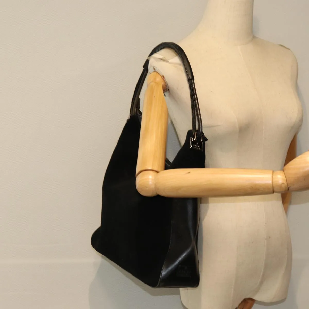 GUCCI Shoulder Bag Suede Black 001 3770  76389