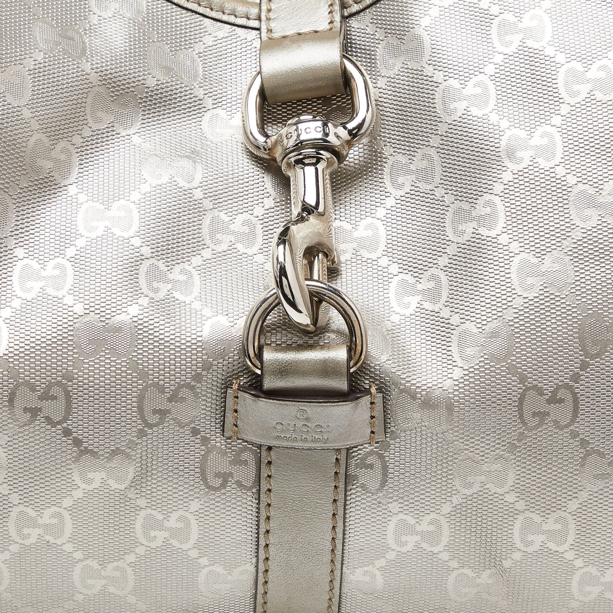 Gucci Silver Gg Imprime Canvas And Leather Medium Joy Shoulder Bag