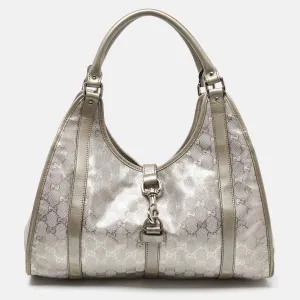 Gucci Silver Gg Imprime Canvas And Leather Medium Joy Shoulder Bag