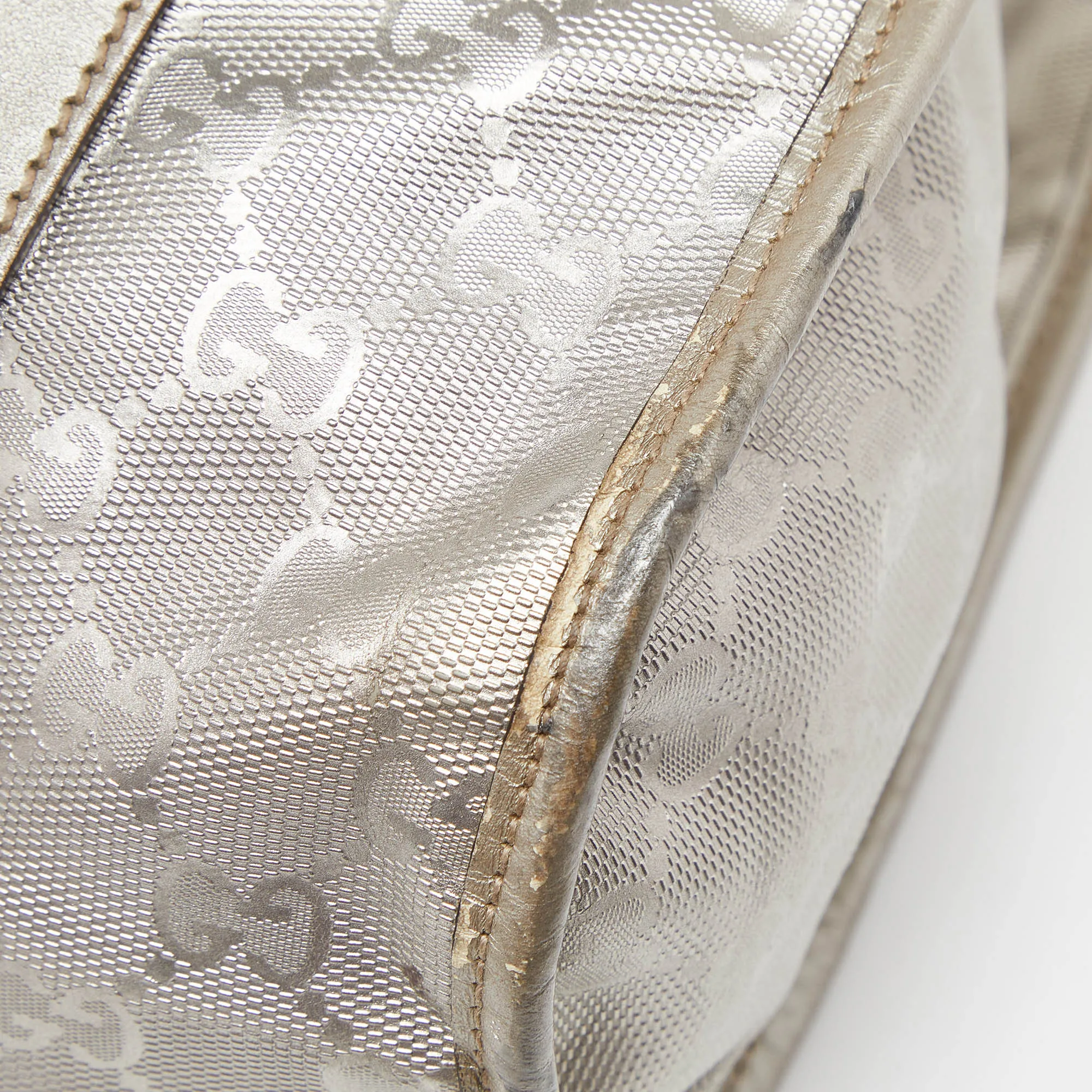 Gucci Silver Gg Imprime Canvas And Leather Medium Joy Shoulder Bag