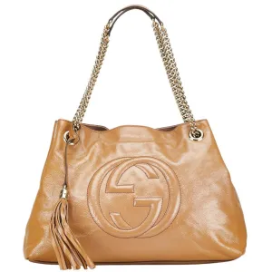 Gucci Soho Chain Shoulder Bag Beige Leather