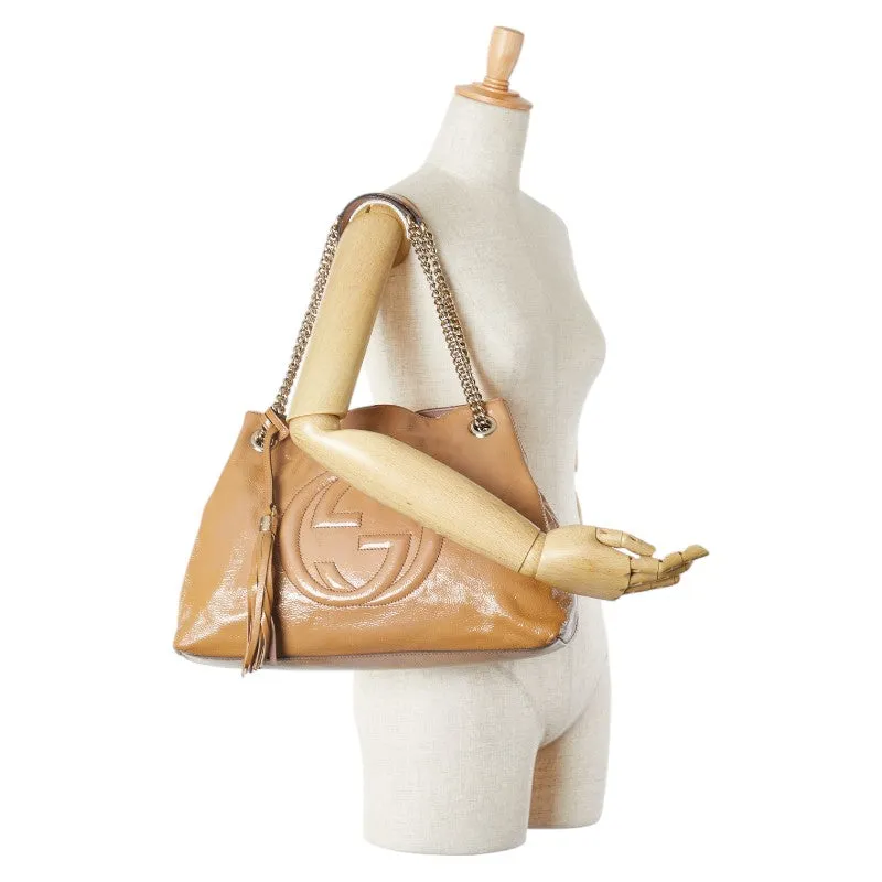 Gucci Soho Chain Shoulder Bag Beige Leather