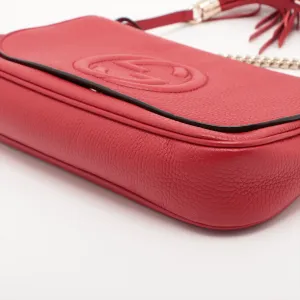 Gucci Soho Leather Chain Shoulder Bag Red