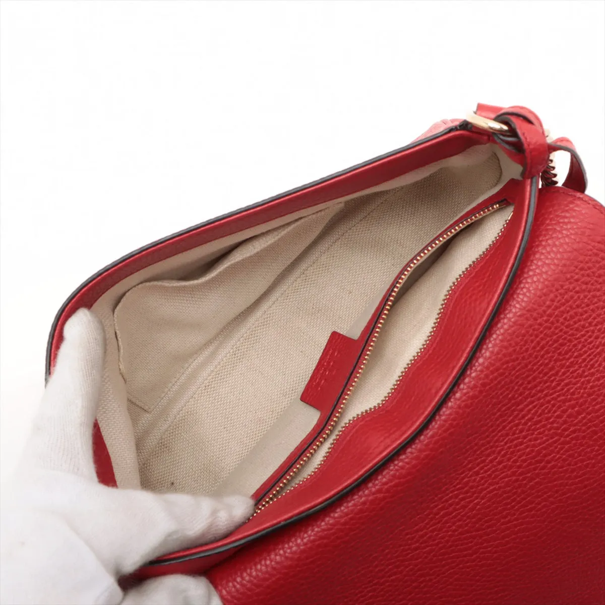 Gucci Soho Leather Chain Shoulder Bag Red