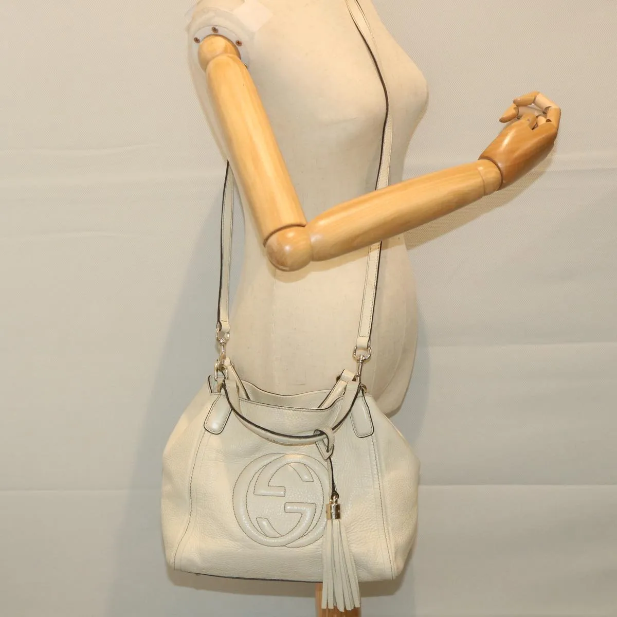GUCCI Soho Shoulder Bag Leather 2way White 336751  57401