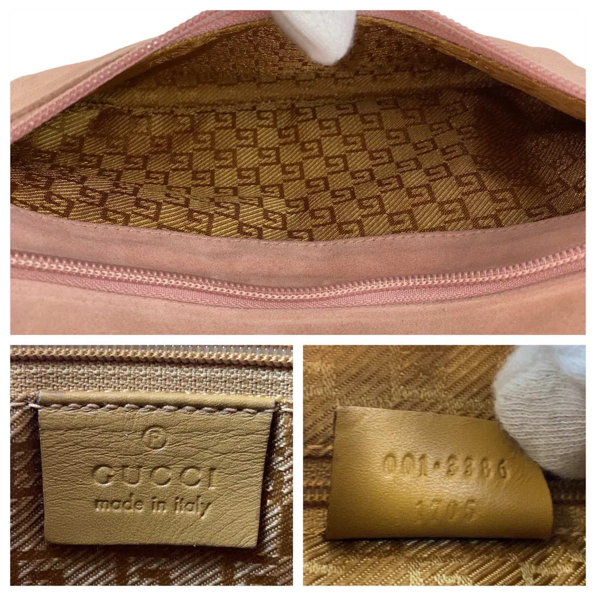 Gucci Suede Shoulder Bag Pink Gold Hardware