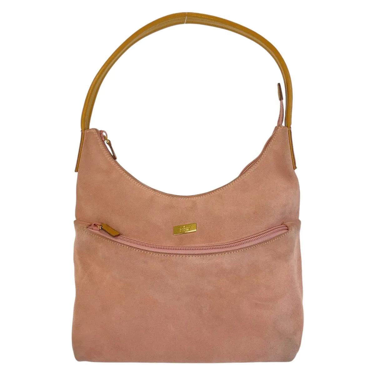 Gucci Suede Shoulder Bag Pink Gold Hardware