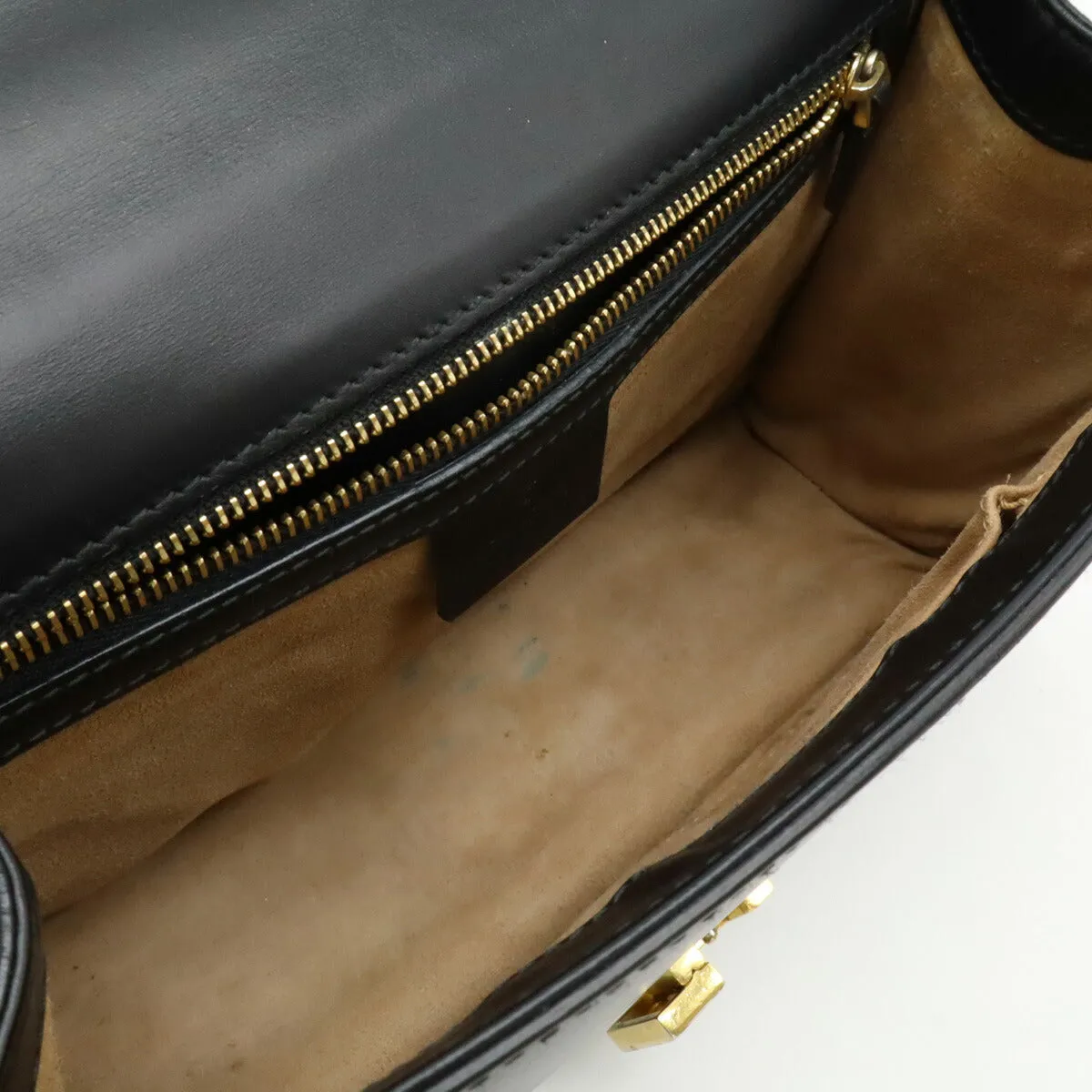Gucci Sylvie Leather Ribbon Shoulder Bag Black