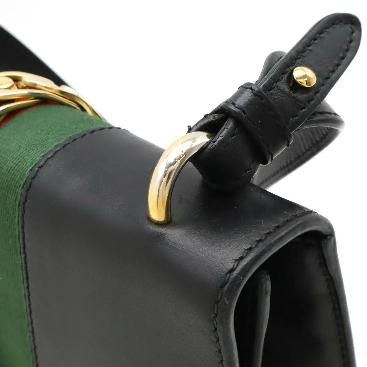 Gucci Sylvie Leather Ribbon Shoulder Bag Black