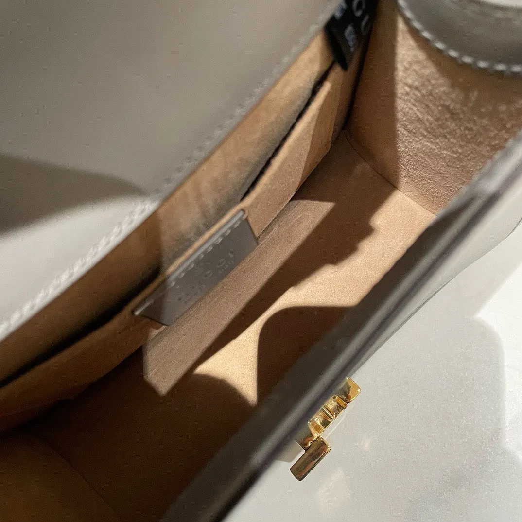 Gucci Sylvie Small Grey Leather Shoulder Bag