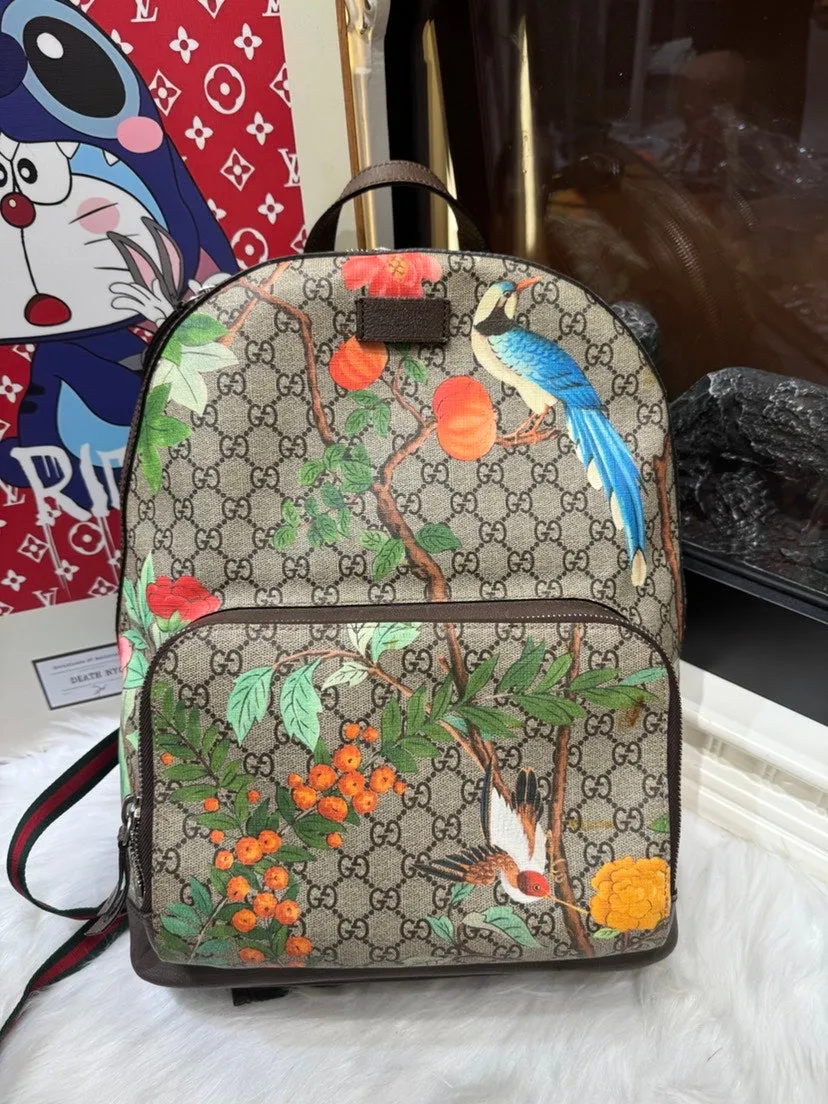 Gucci Tian Beige Canvas Backpack
