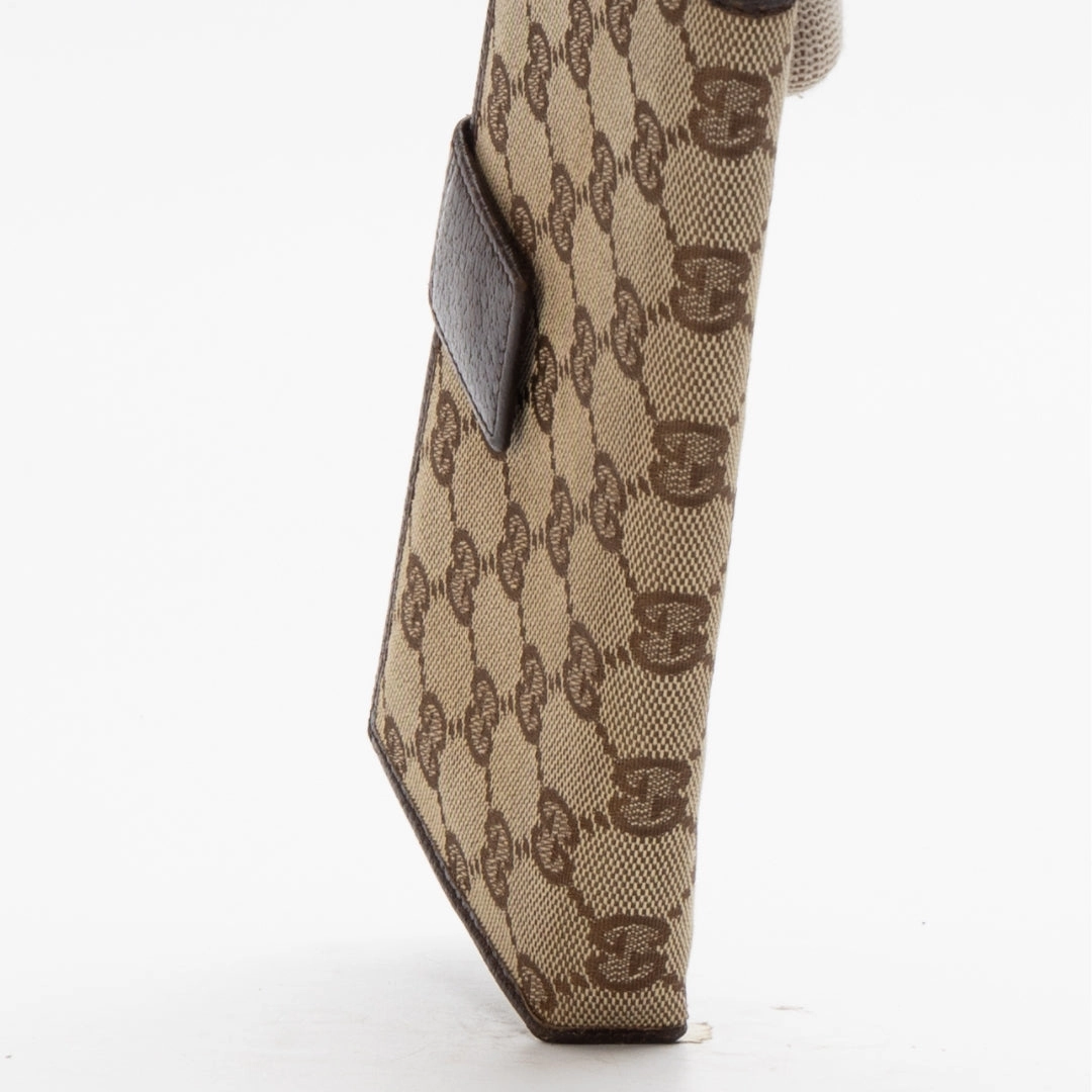 Gucci Canvas and Leather Logo Metal Plate Continental Wallet
