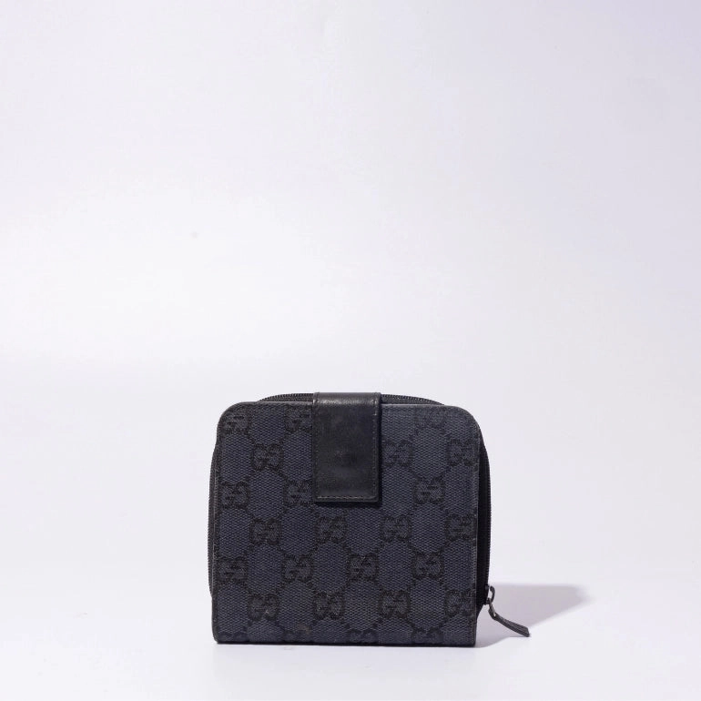 Gucci GG Canvas Compact Zip Around Coin Wallet