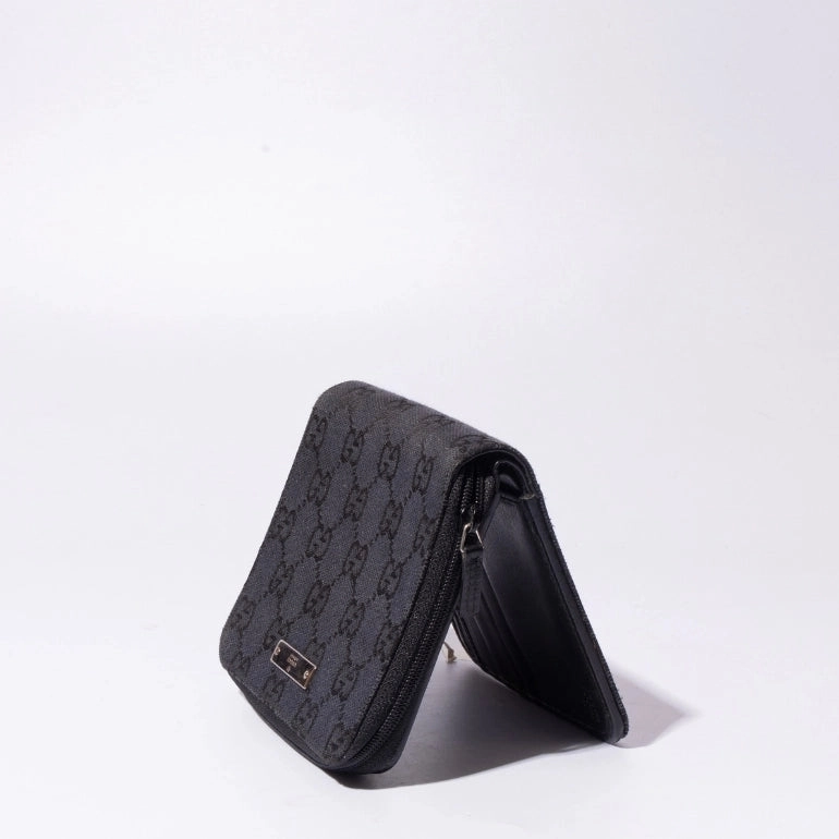Gucci GG Canvas Compact Zip Around Coin Wallet