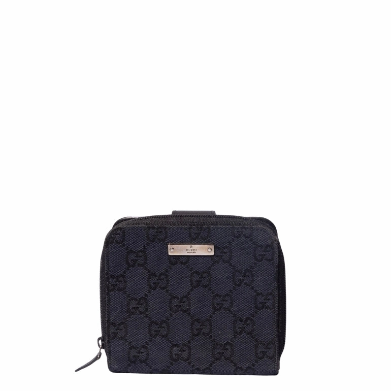 Gucci GG Canvas Compact Zip Around Coin Wallet