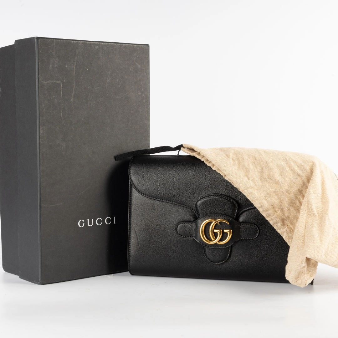 Gucci GG Marmont Black Leather Clutch