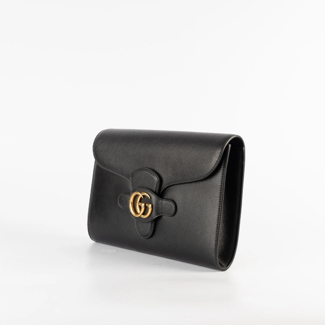 Gucci GG Marmont Black Leather Clutch