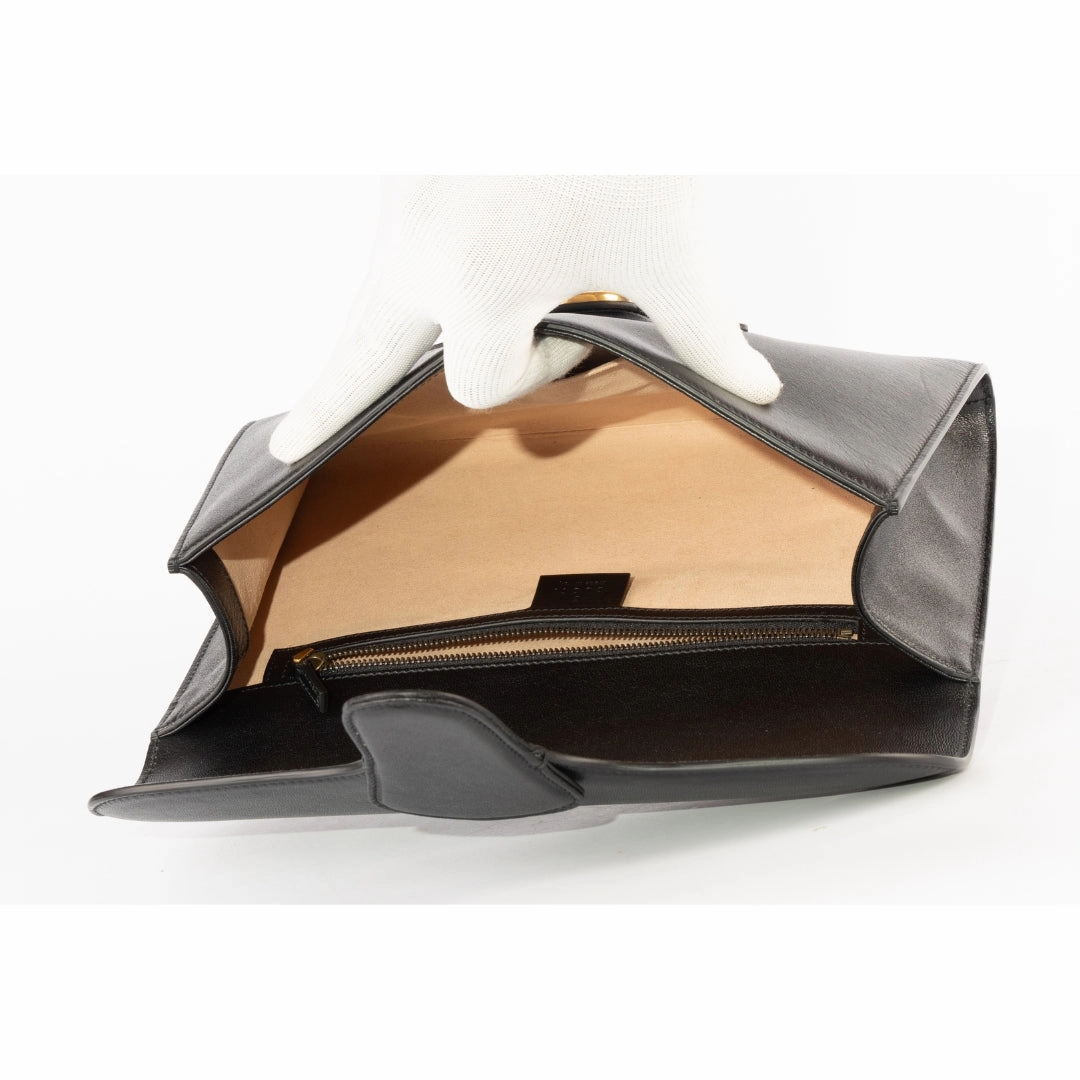 Gucci GG Marmont Black Leather Clutch